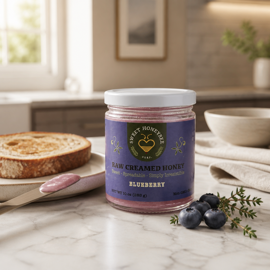Raw Creamed Blueberry Honey