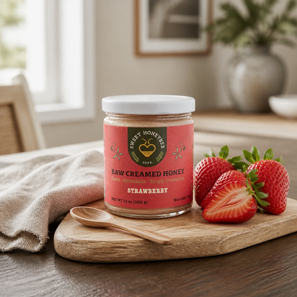 Raw Creamed Strawberry Honey